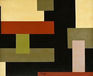 RAYMOND JONSON (American 1891-1982) A PAINTING, "Composition," 1965,