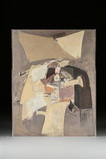 ALBERT BITRAN (Turkish/French 1931-2018) A PAINTING, "Paysage d'ocres et de bruni," 1972,