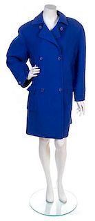 * A Bill Blass Royal Blue Wool Coat,