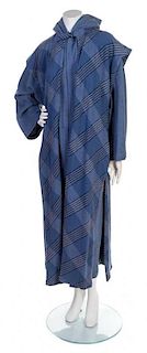 * An Issey Miyake Blue Wool Coat,
