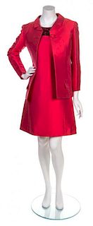* A Lanvin Red Silk Dress Ensemble,
