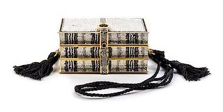 * A Judith Leiber Silver and Black Book Form Minaudiere, 5.25" x 3.25" x 2.5".