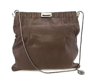 A Lanvin Brown Oversized Leather Handbag, 14.5" x 14" x 1".