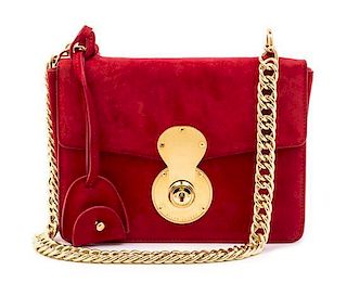 * A Ralph Lauren Red Suede Ricky Chain Handbag,