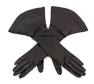 * A Pair of Alaia Black Leather Gloves, Size 7.5.