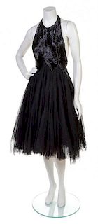 * An Alexander McQueen Black Beaded and Tulle Cocktail Dress, Size 8.