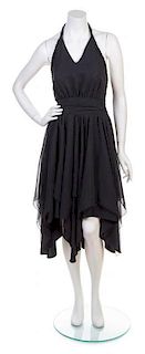* A Balenciaga Black Silk Halter Dress, Size 38.