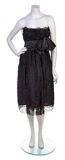 A Bill Blass Black Lace Strapless Cocktail Dress,