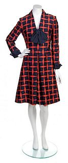 A Burdine By Tillie Less Red and Navy Wool Dress, No size.