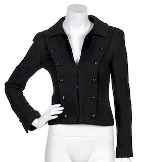 * A Chanel Black Boucle Double Buttoned Jacket, Size 34.