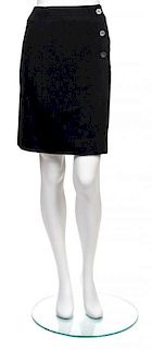 * A Chanel Black Cashmere Wrap Skirt, Size 36.