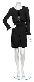 * A Chanel Black Silk and Wool Dress, size 36.