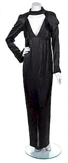 * A Chanel Black Silk Long Sleeve Gown, Size 36.