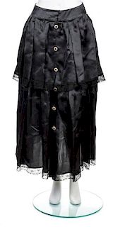 * A Chanel Black Silk Ruffle Skirt, Size 38.