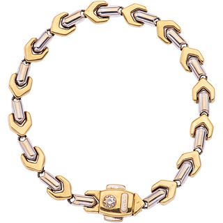18K WHITE AND YELLOW GOLD DIAMOND BRACELET, CHIMENTO  Weight: 14.0 g. Length: 7.4" (18.8 cm)