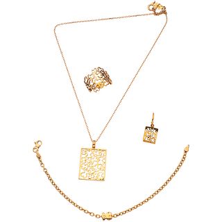 SET OF NECKLACE, PENDANT, BRACELET, RING AND AN EARRING IN 18K YELLOW GOLD, TOUS