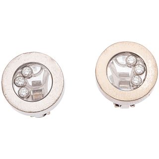 PAIR OF DIAMOND EARRINGS IN 18K WHITE GOLD, CHOPARD  With encapsulated diamonds. 