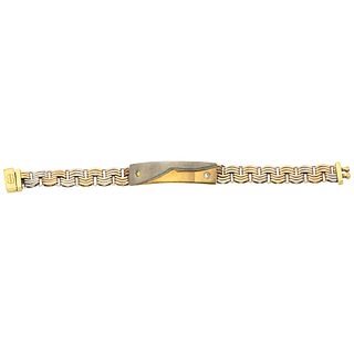DIAMOND BRACELT IN WHITE AND YELLOW 14K GOLD Pressure clasp. Weight: 24.8 g. Length: 7.1" (18.2 cm)