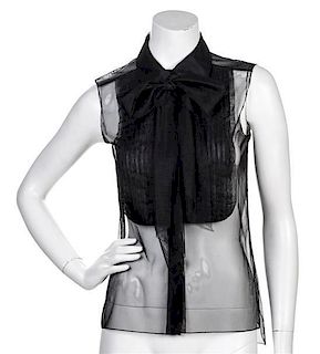 A Chanel Black Tulle Sleeveless Blouse,