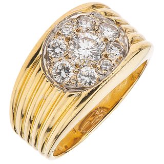 RING WITH DIAMONDS IN 18K YELLOW GOLD Weight: 12.7 g. Size: 8  1 Brilliant cut diamond ~0...