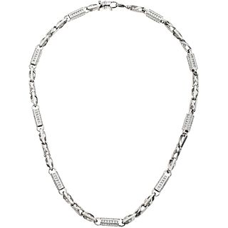 14K WHITE GOLD DIAMOND NECKLACE Carabiner clasp. Weight: 106.1 g. Length: 23.6" (60.0 cm)