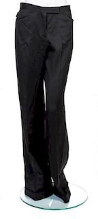 * A Chanel Black Wool Cuffed Pant, Size 40.