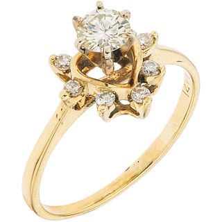 RING WITH DIAMONDS IN 14K YELLOW GOLD Weight: 3.3 g. Size: 6 ¾   1 Brilliant cut diamond ~0.30 ct Clarity:...