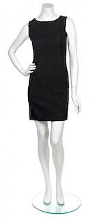 * A Chanel Black Wool Textured Chevron Dress, Size 34.