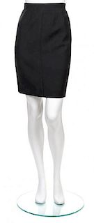 * A Chanel Black Wool Tuxedo Skirt, Size 34.