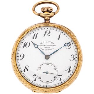 LONGINES CUERVO Y SOBRINOS POCKET WATCH IN 18K YELLOW GOLD Movement: manual (requires service, hands off ...