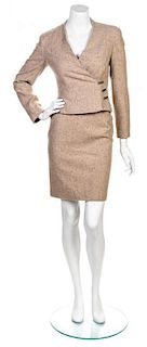 * A Chanel Brown and Beige Tweed Suit, Size 36.