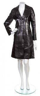* A Chanel Brown Leather Coat,