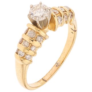 RING WITH DIAMONDS IN 14K YELLOW GOLD Weight: 3.3 g. Size: 6 ¾ 1 Brilliant cut diamond ...