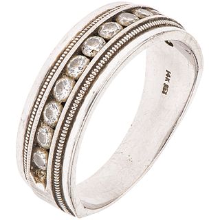 RING WITH DIAMONDS IN 14K WHITE GOLD Weight: 8.5 g. Size: 12 ¼ 12 Brilliant cut diamonds ~ 0.84 ct