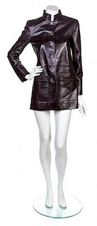 * A Chanel Dark Brown Lambskin Jacket, Size 38.