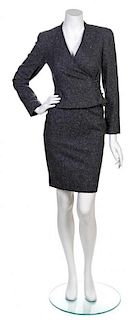 * A Chanel Grey Cashmere Tweed Suit, Size 36.