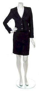 * A Chanel Navy Cashmere Suit, Size 36.