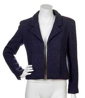 * A Chanel Navy Wool and Angora Jacket, Size 38.