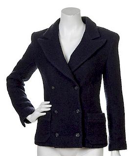 * A Chanel Navy Wool Jacket, Size 36.