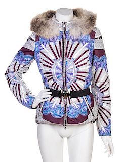 * An Emilio Pucci Multicolor Print Goose Down Ski Jacket, Size 6.
