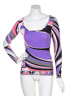 * A Group of Three Emilio Pucci Multicolor Print Separates, Shirts XS and size 4, pant size 8.