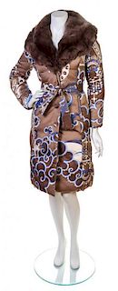 * An Emilio Pucci Taupe Print Goose Down Coat, Size 36.