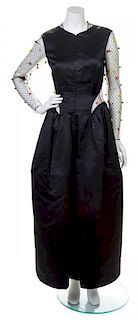 A Geoffrey Beene Black Lace and Silk "Pom-Pom" Dress,