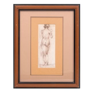 ARMANDO GARCÍA NÚÑEZ Mujer desnuda de espaldas Firmado al frente Pastel sobre papel Enmarcado 24 x 10 cm