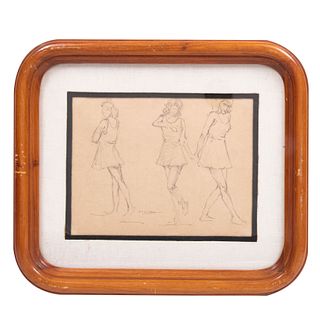 ARMANDO GARCÍA NÚÑEZ Boceto de mujeres Firmado al frente Dibujo a lápiz Enmarcado  27 x 22 cm