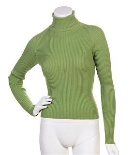 An Hermes Green Knit Turtleneck Sweater, Size M.