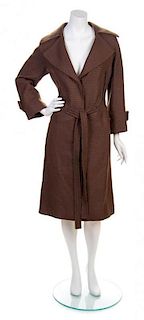 * A Louis Vuitton Brown Tweed Coat Ensemble, Coat size 40, skirt size 42.