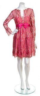 A Malcolm Starr Rose and Metallic Lace Dress, No size.