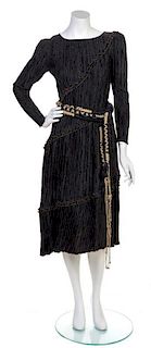 A Mary McFadden Black Pleated Dress, Size 8.