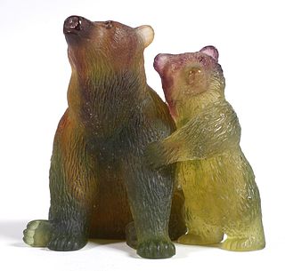 DAUM Pate de Verre Bear and Cub
